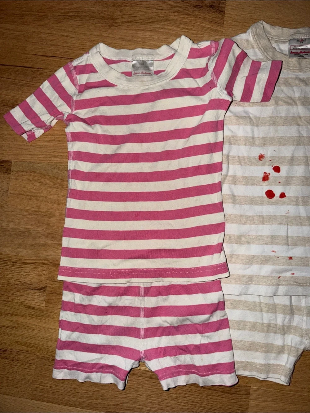 Hanna Andersson striped Short John's Pajamas 2 Sets plus extra Top Kids sz 5